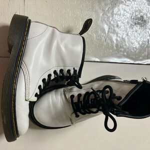 Doc Dr. Martens White Combat Boots Zavala J Youth Size 13 Zip Up